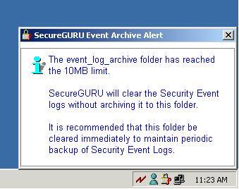 SecureGURU Default Backup settings
